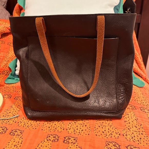 Madewell zip top medium transport tote - black and brown leather - Picture 2 of 13